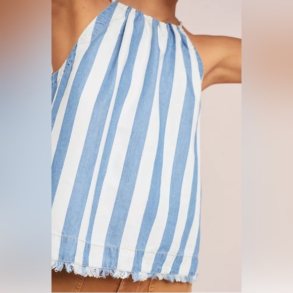 Maeve Anthropologie Chambray Printed Halter Top Size XL - Picture 3 of 12